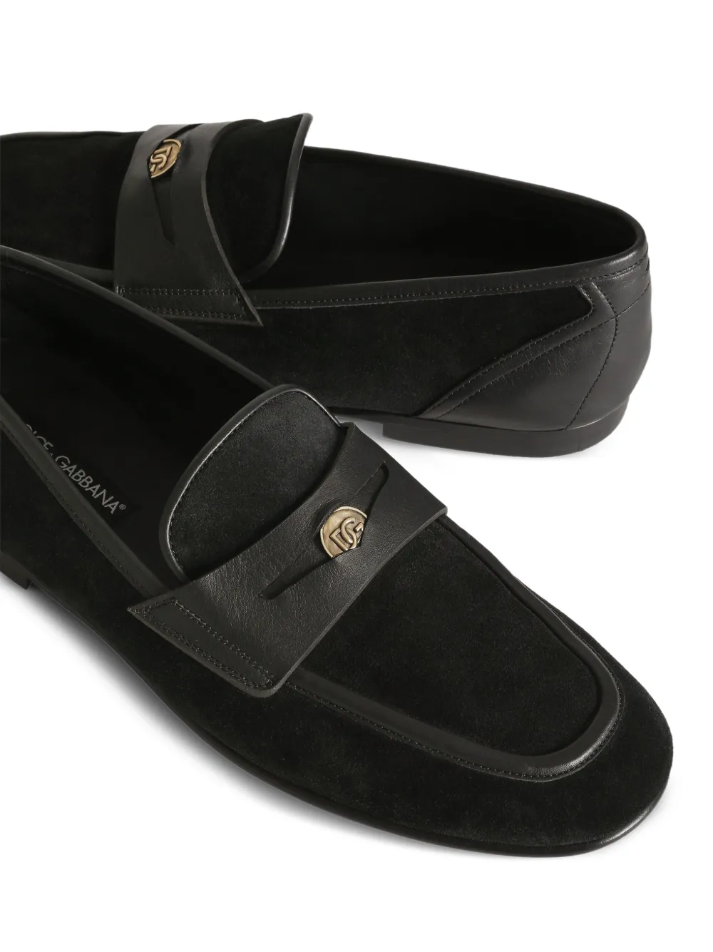 Dolce & Gabbana Leren slippers Zwart
