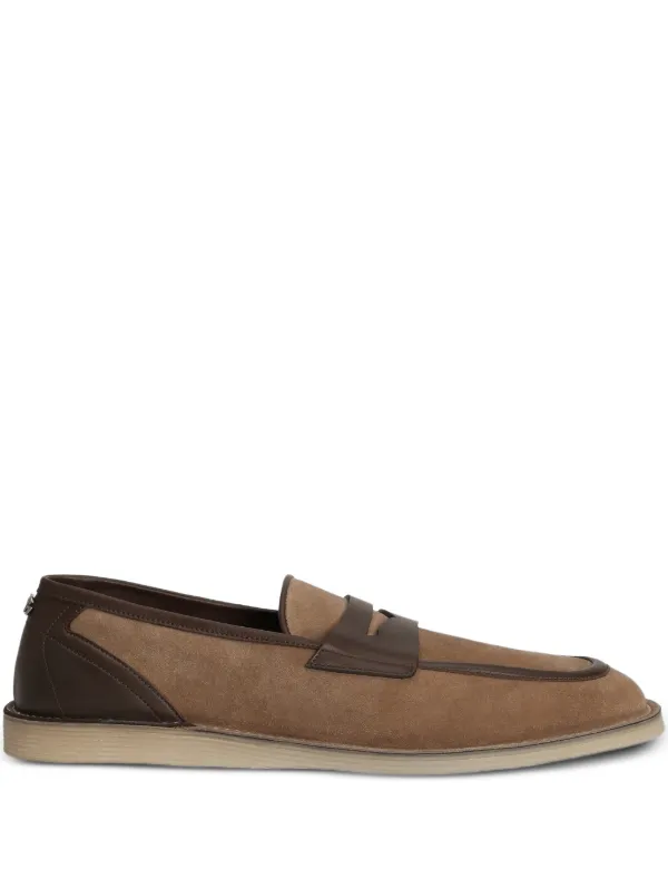 Dolce & Gabbana Logo-plaque Loafers in Brown