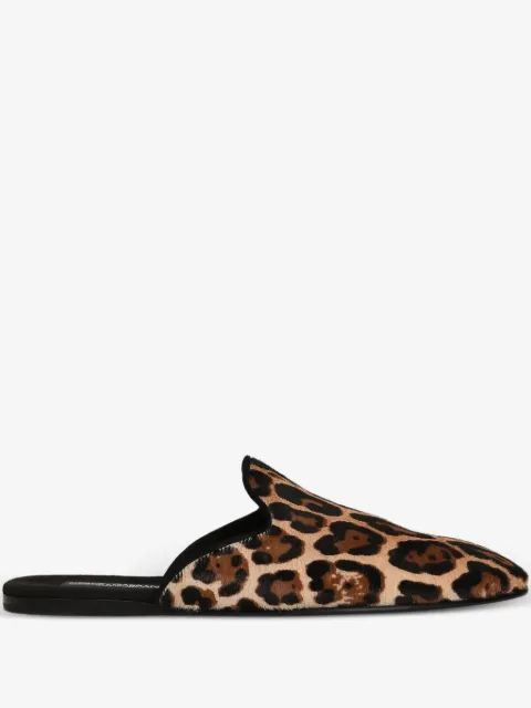 Dolce & Gabbana Leo-print pony slippers