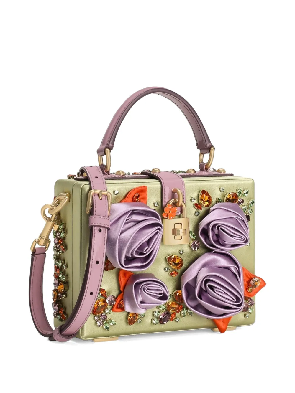 Dolce & Gabbana Dolce Box satijn en lakleren handtas Groen