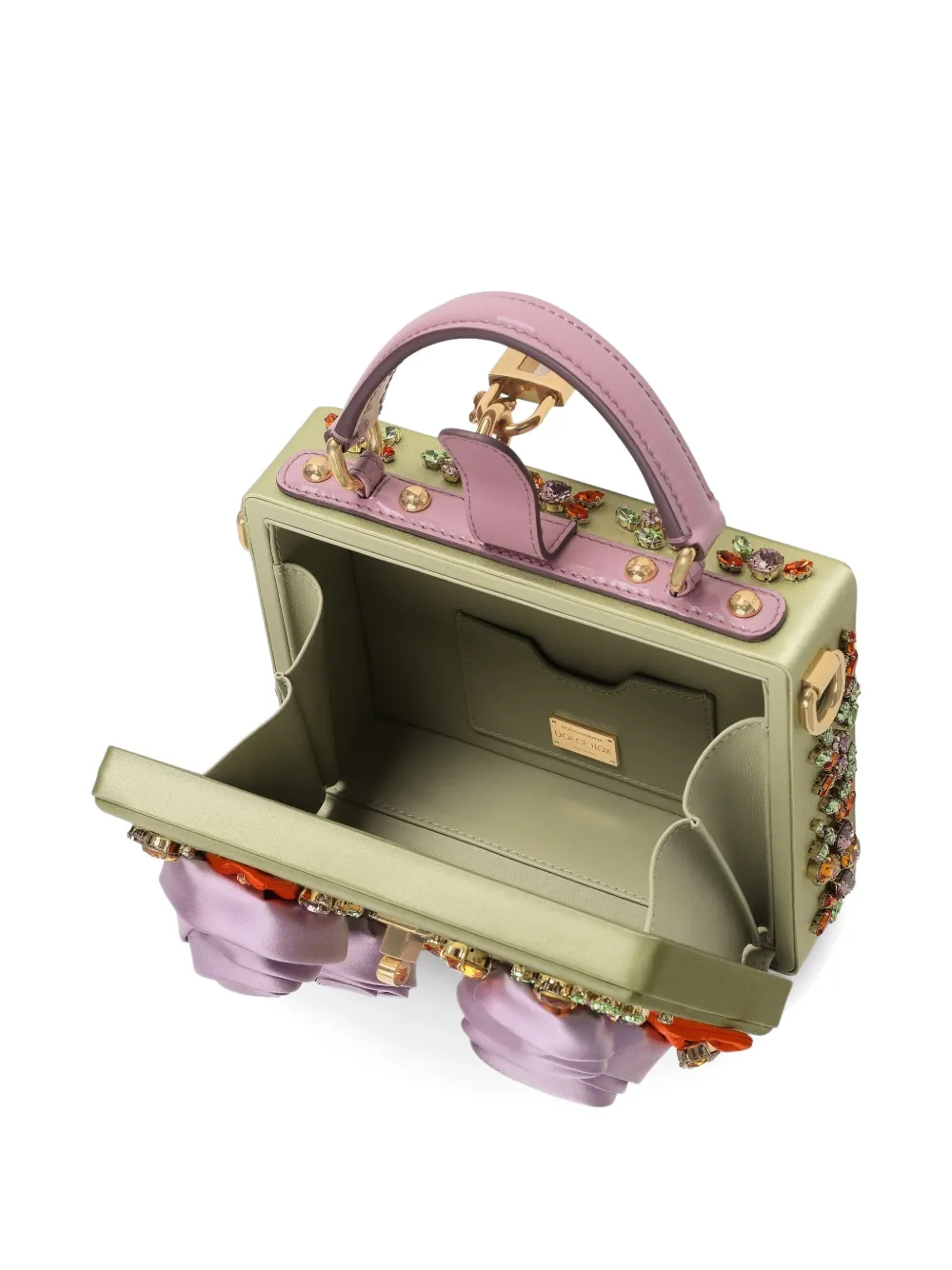 Dolce & Gabbana Dolce Box satijn en lakleren handtas Groen