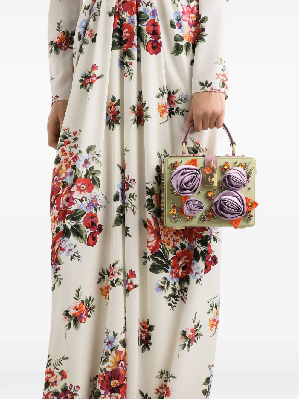 Dolce & Gabbana Dolce Box satijn en lakleren handtas Groen