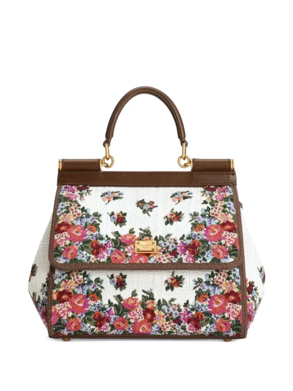 ◾︎極美品◾︎ ドルチェ&ガッバーナ SICILY 花柄 2way ハンドバッグ Dolce & Gabbana Sicily ハンドバッグ M | ホワイト | FARFETCH JP