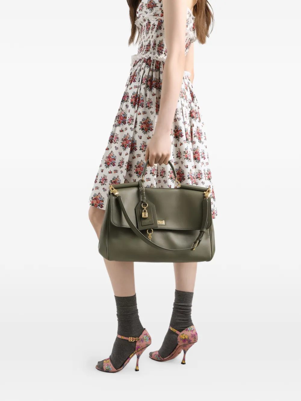 Dolce & Gabbana My Sicily Padlock Top-handle Tote Bag In Green