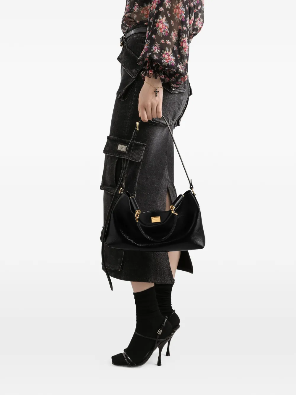 Dolce & Gabbana Vittoria medium kalfsleren handtas Zwart