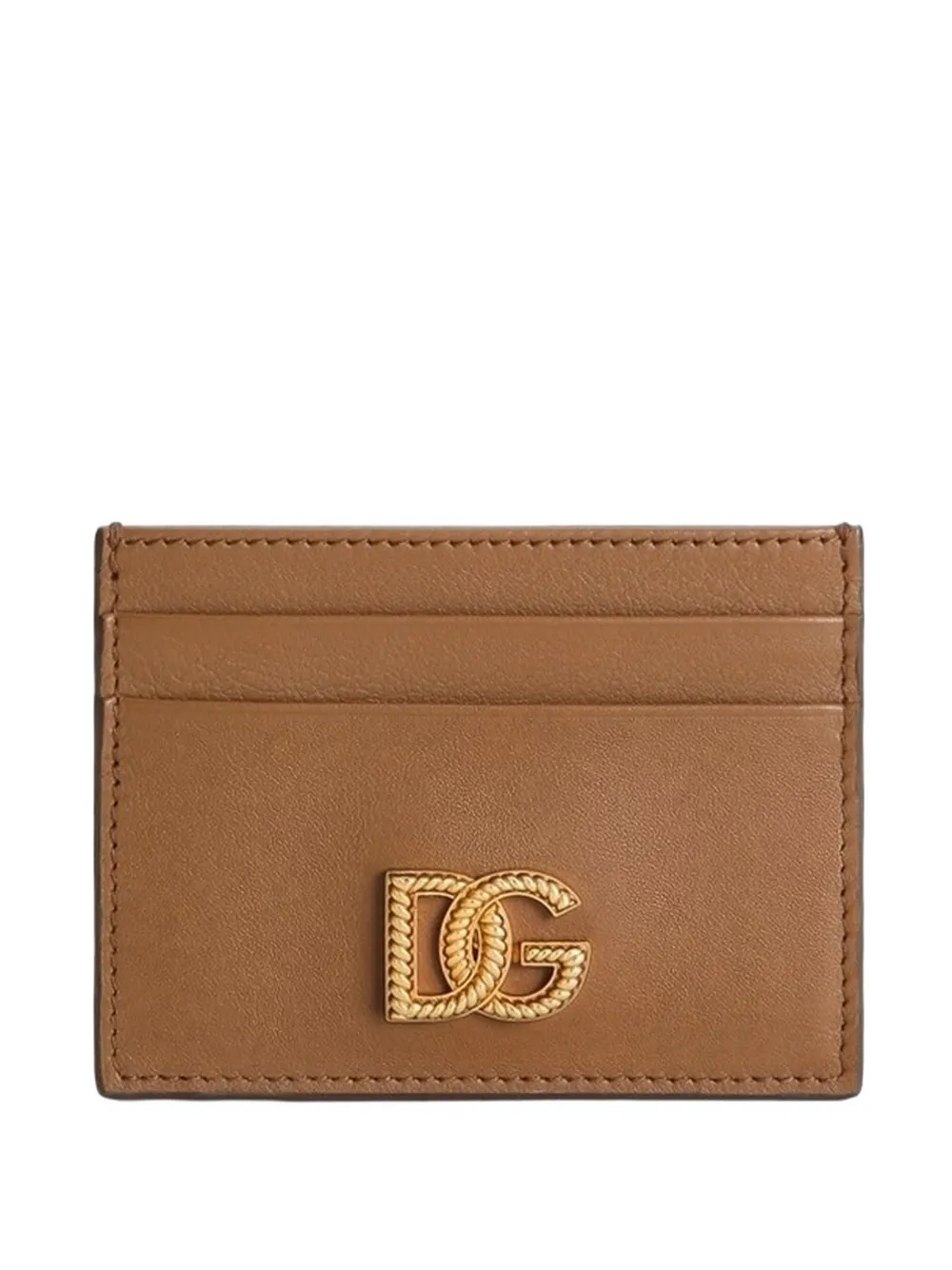 Dolce & Gabbana woven DC logo card holder - Marrone