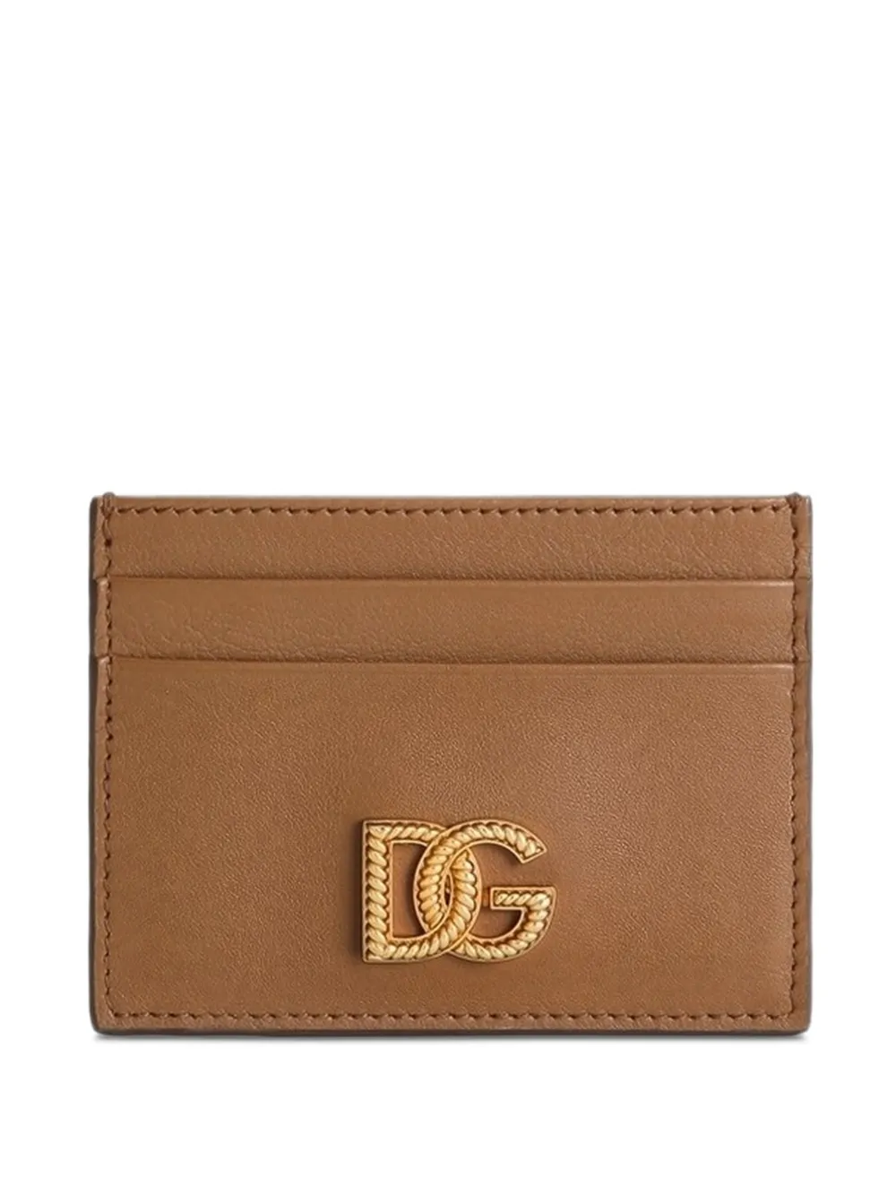 Dolce & Gabbana woven DC logo card holder - Marrone
