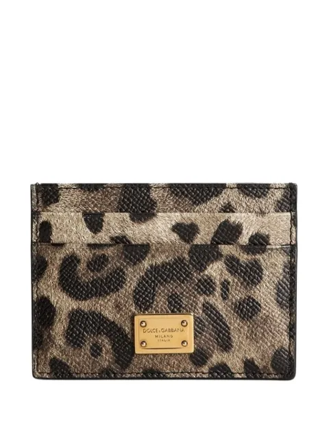 Dolce & Gabbana leopard-print logo-plaque cardholder