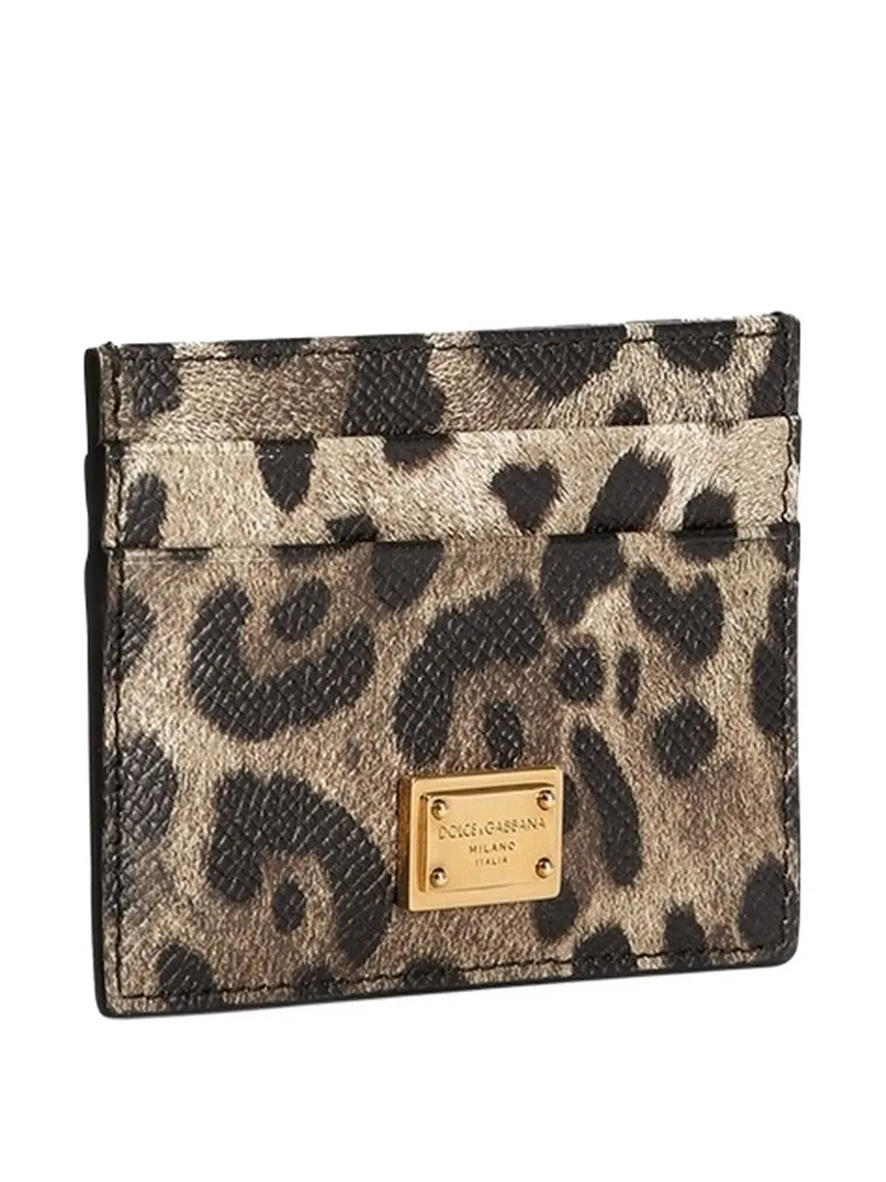 Dolce & Gabbana Dauphine Leather Card Holder With Plate Accessories In Brown