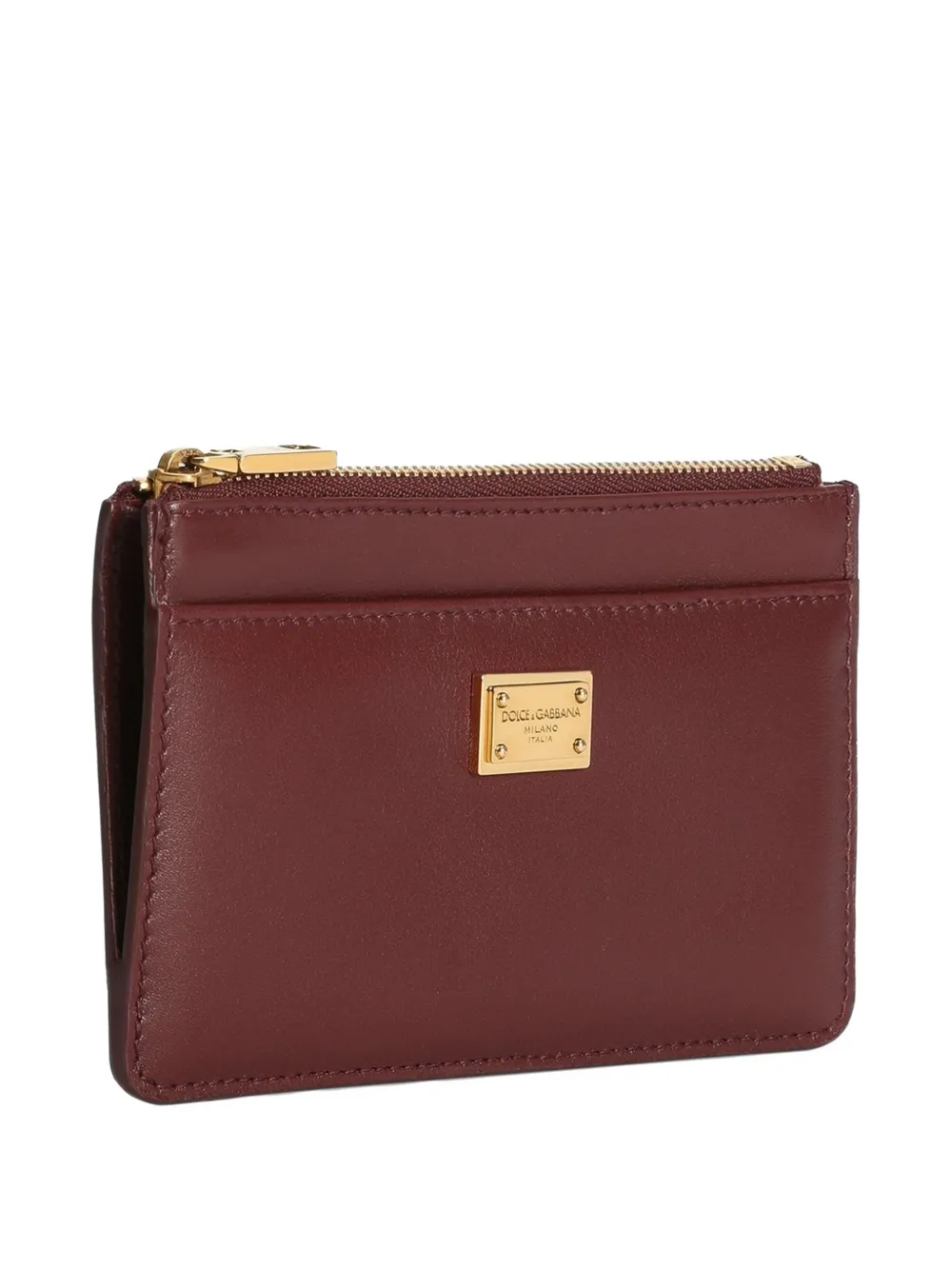 Dolce & Gabbana Zip Logo-plaque Wallet In Burgundy