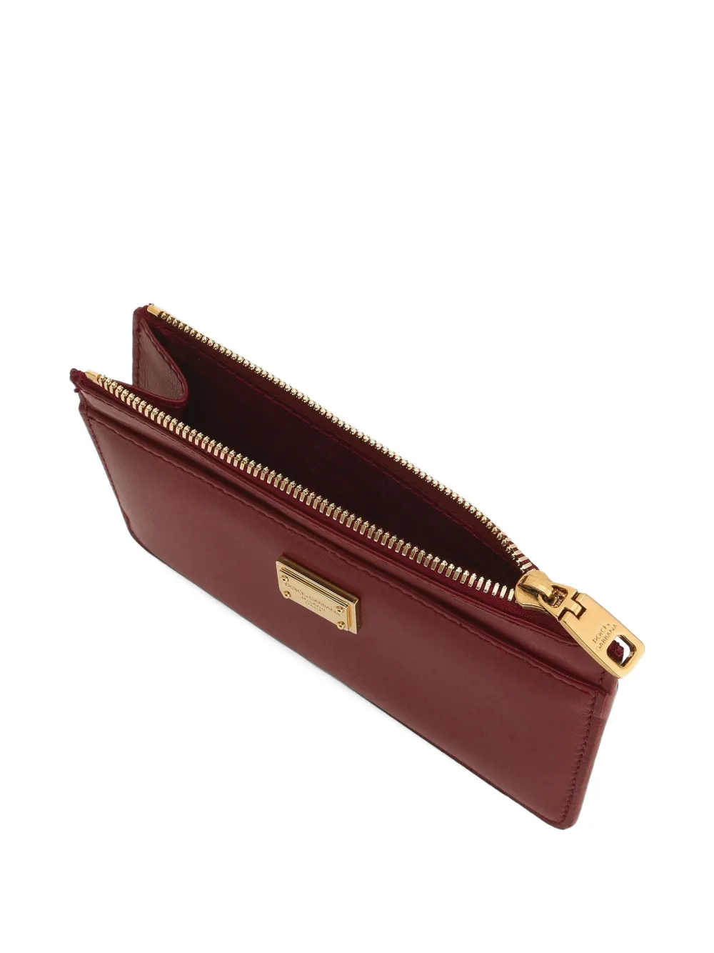 Dolce & Gabbana Zip Logo-plaque Wallet In Burgundy
