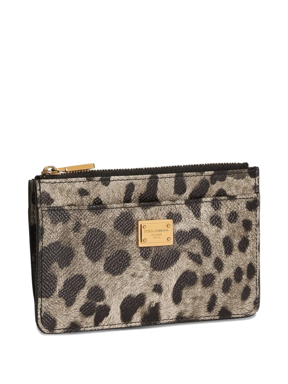 Dolce & Gabbana Leopard-print Dauphine Calfskin Card Holder In Brown