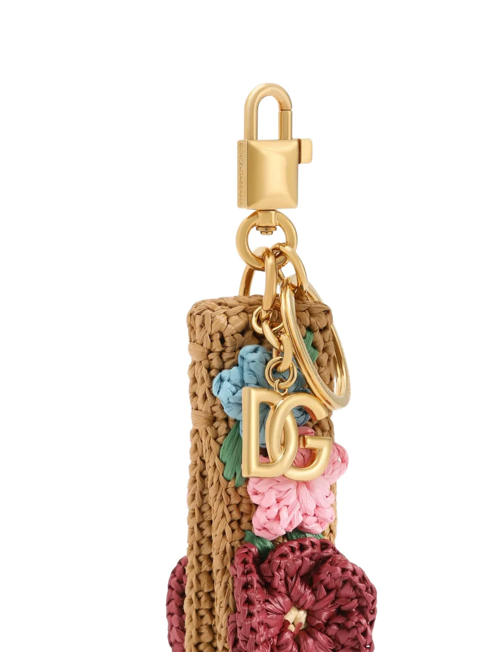  Dolce & Gabbana Crochet Raffia Keychain - Neutrals 
