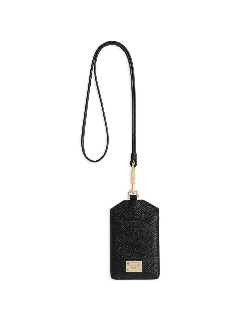 Dolce & Gabbana Dauphine calfskin keychain with plate - Schwarz