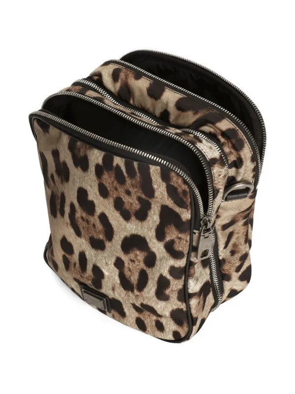 希少 Dolce & Gabbana グレー レザー ショルダーバッグ レオパー Dolce & Gabbana レオパード ショルダーバッグ | ニュートラル