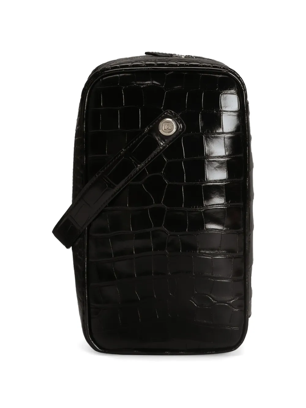 Dolce & Gabbana Lock gepolijste handtas met krokodillen-effect Zwart