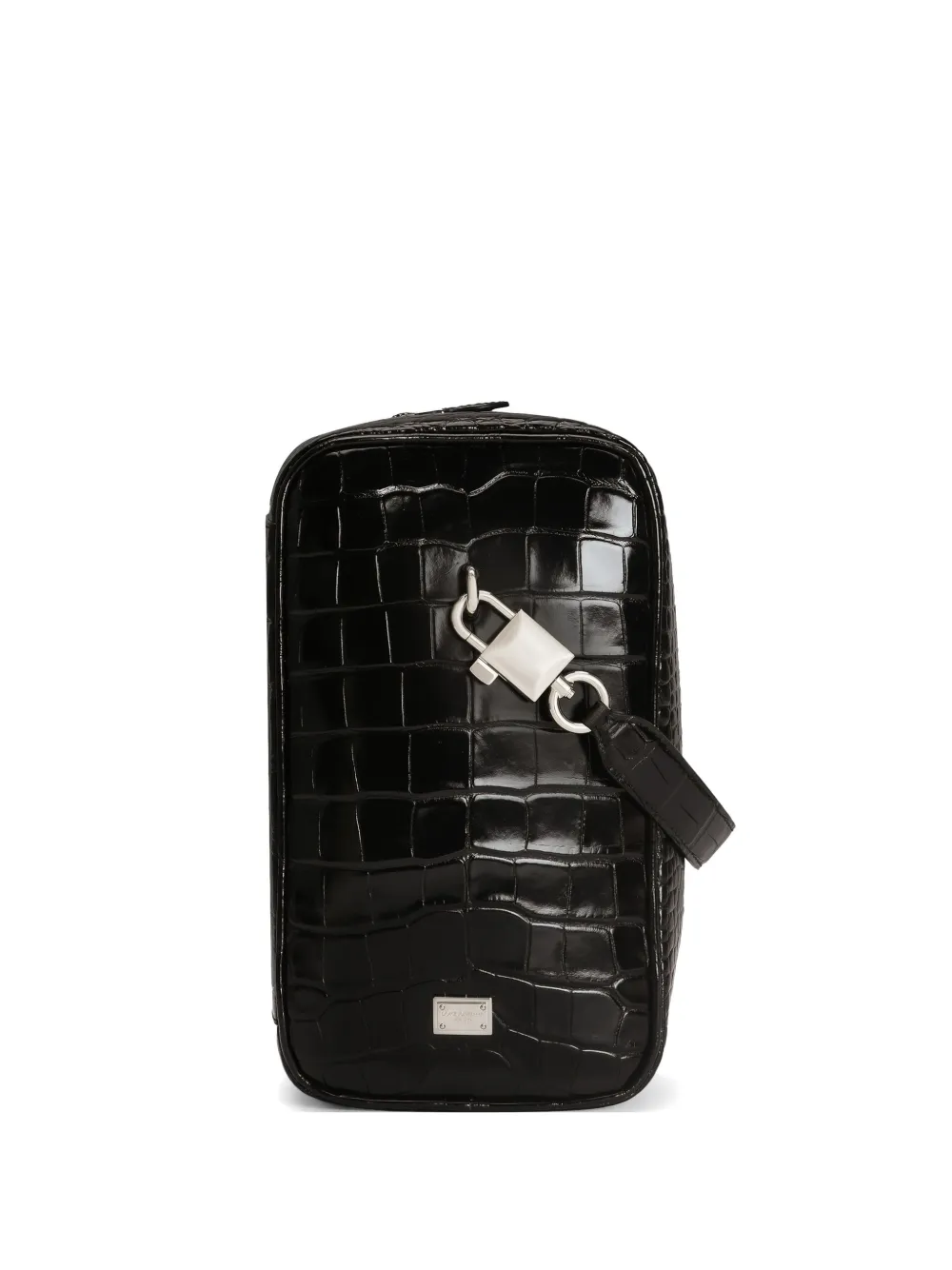 Dolce & Gabbana Borsa a mano in alligatore con chiusura lucida - Nero