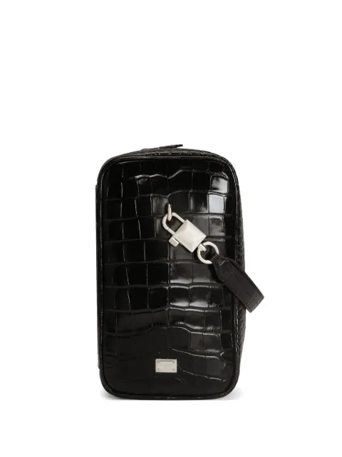 Dolce & Gabbana lock polished alligator handbag
