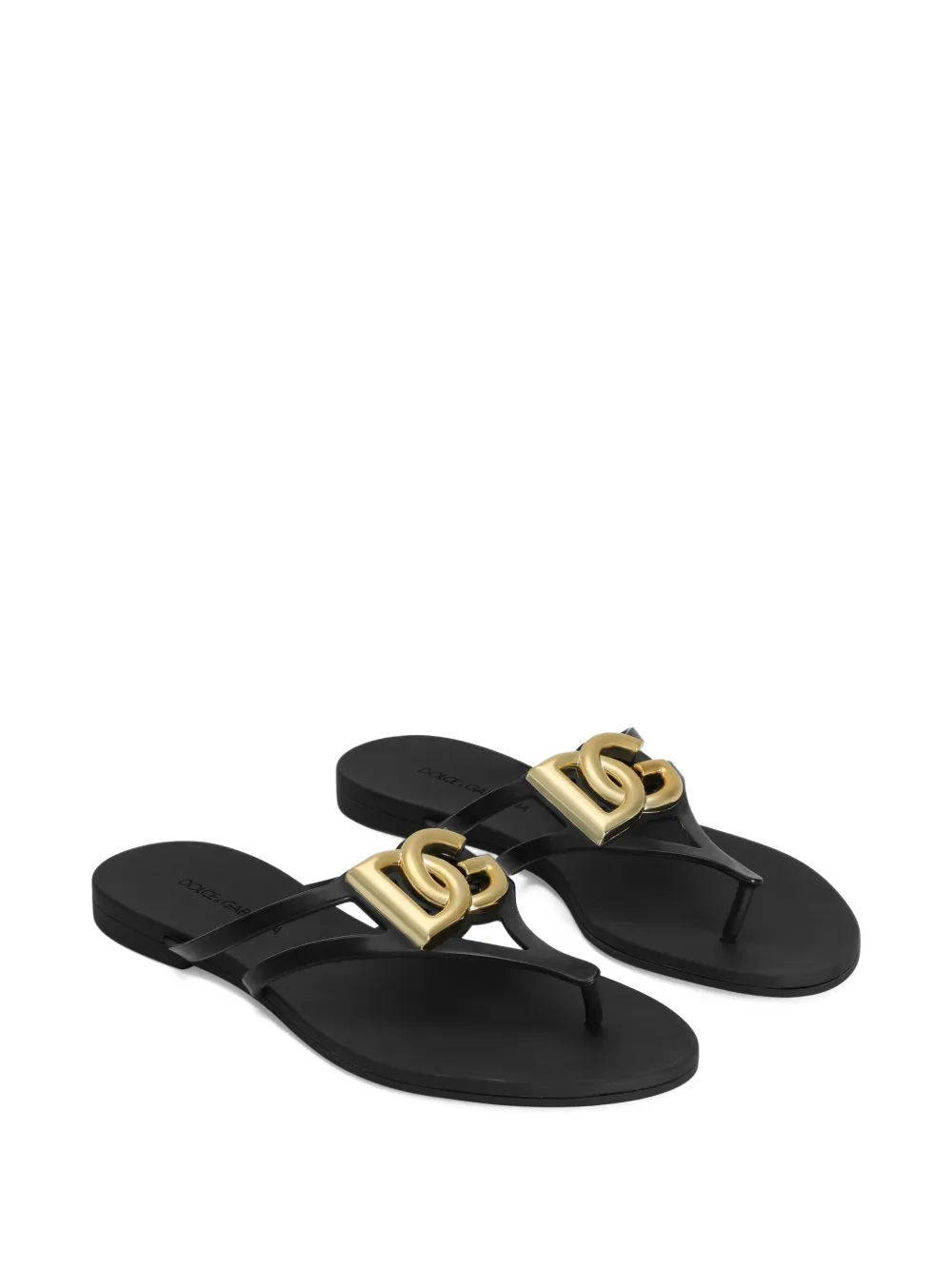 Dolce & Gabbana logo plaque flip-flops Zwart