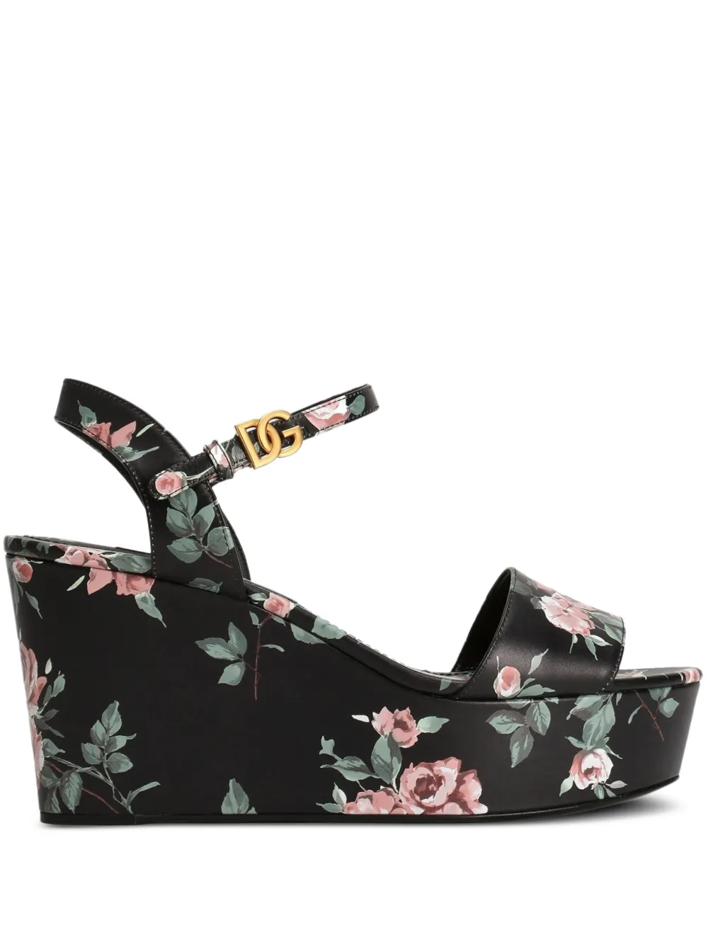 Dolce & Gabbana WeDGe kalfsleren sandalen Zwart