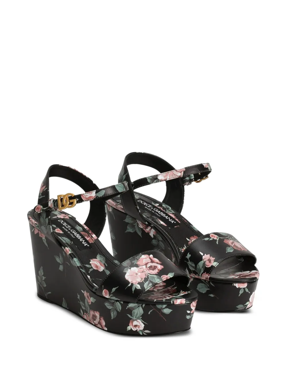 Dolce & Gabbana WeDGe kalfsleren sandalen Zwart