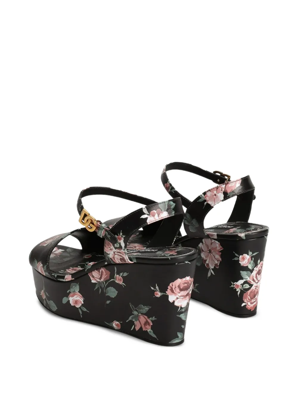 Dolce & Gabbana WeDGe kalfsleren sandalen Zwart