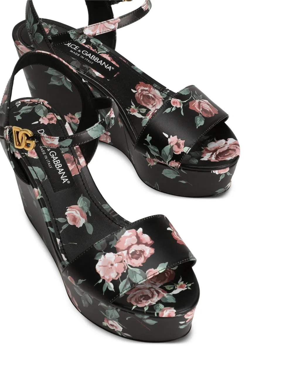 Dolce & Gabbana WeDGe kalfsleren sandalen Zwart