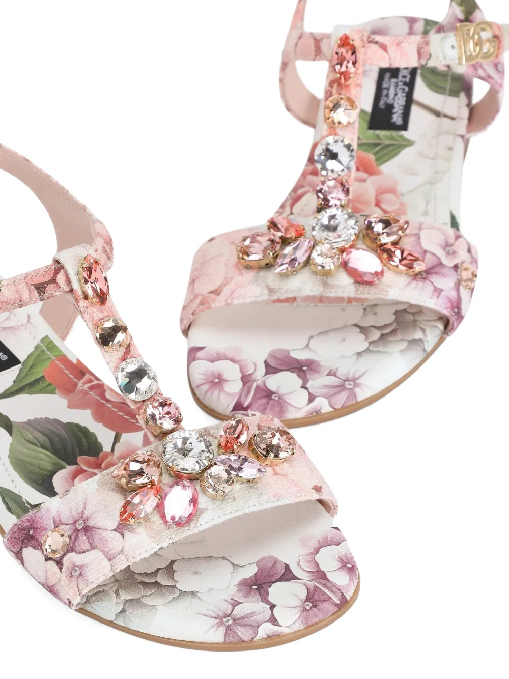 Dolce & Gabbana Kids Katoenen sandalen met bloemprint Wit