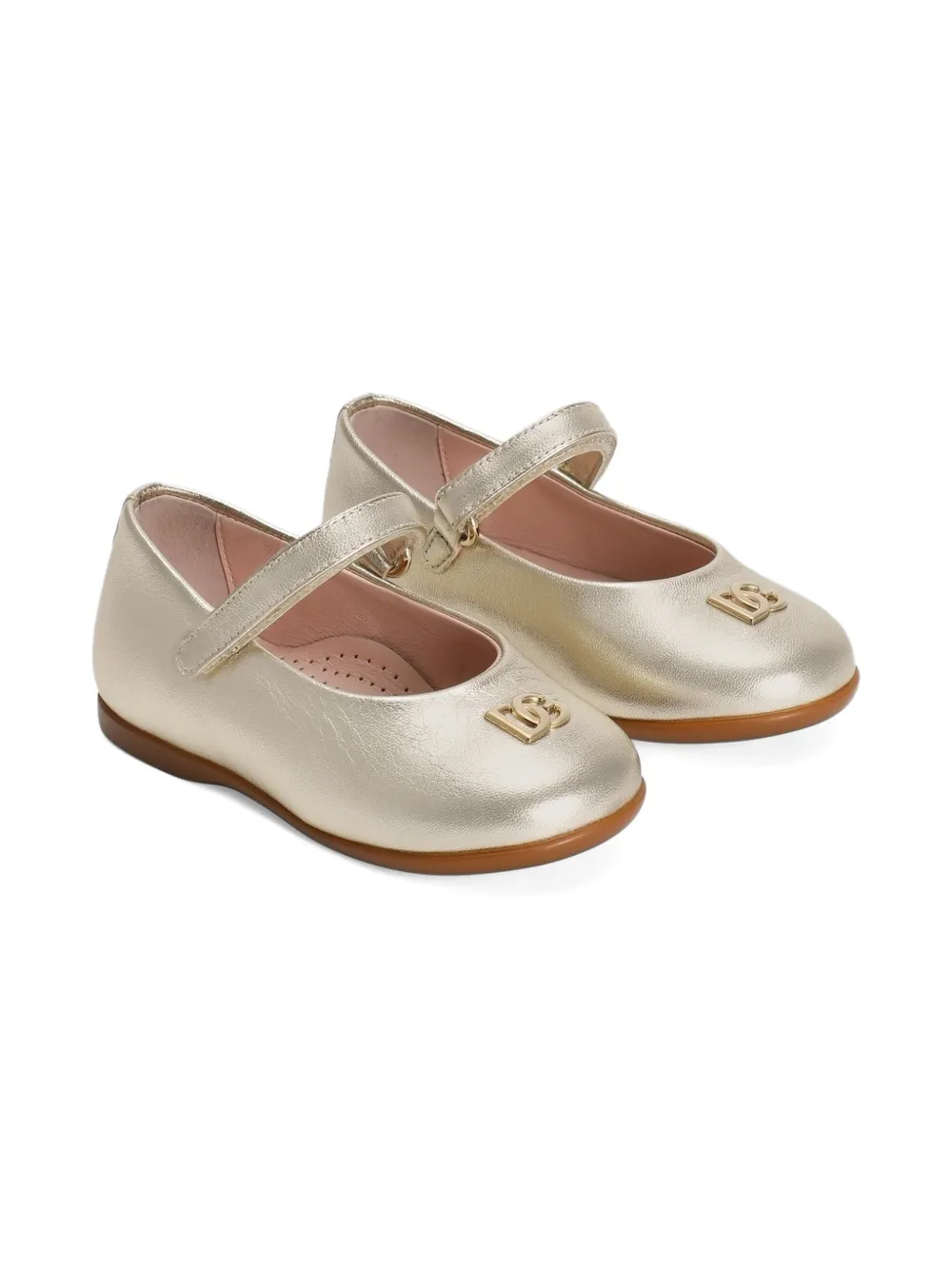 Dolce & Gabbana Kids Ballerine con applicazione - Oro