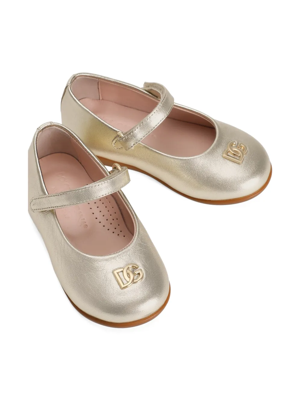 Dolce & Gabbana Kids Ballerina's met logoplakkaat Goud