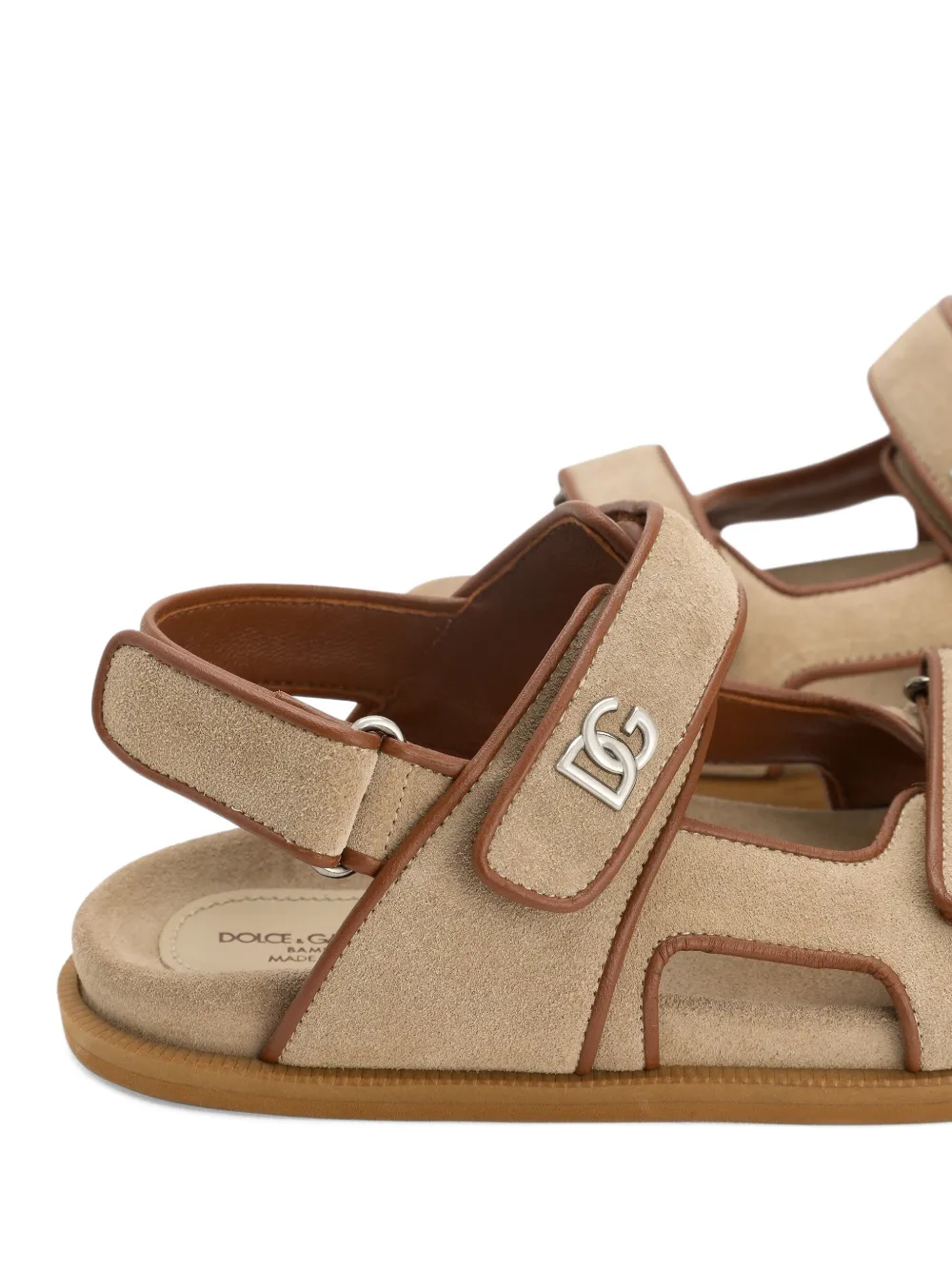 Dolce & Gabbana Kids Leren en nappa kalfsleren sandalen met split Beige