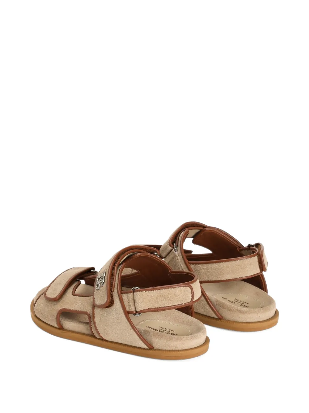 Dolce & Gabbana Kids Leren en nappa kalfsleren sandalen met split Beige