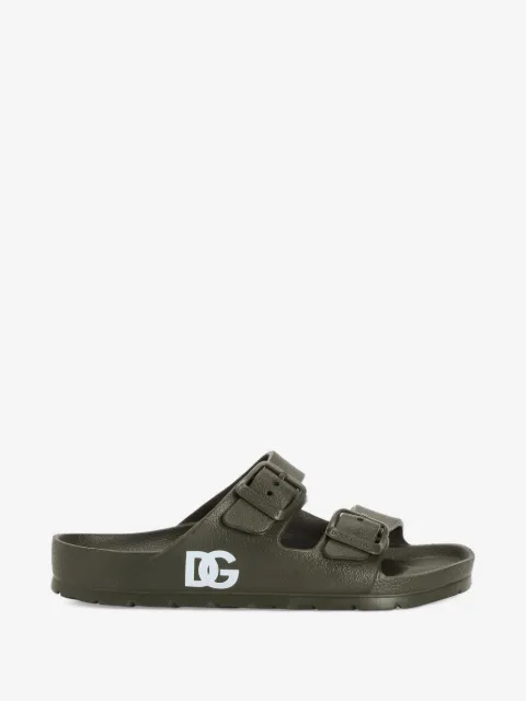 Dolce & Gabbana Kids buckle logo slippers