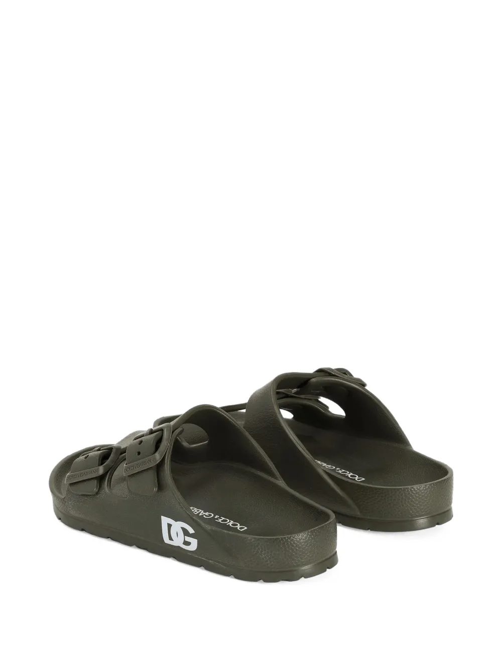 Dolce & Gabbana Kids Slippers met logo en gesp Groen