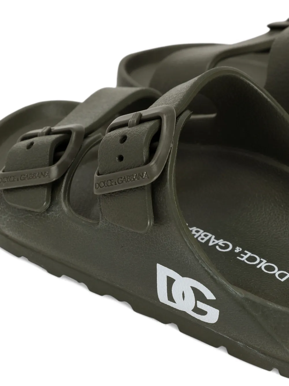 Dolce & Gabbana Kids Slippers met logo en gesp Groen