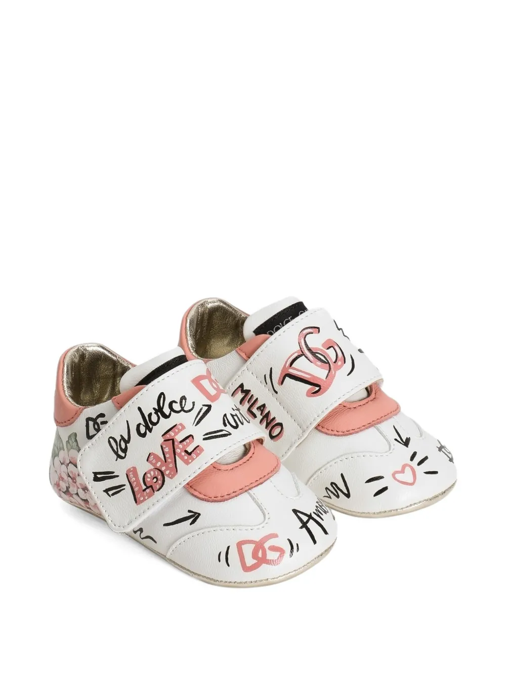 Dolce & Gabbana Kids Sneakers van lamsleer Wit