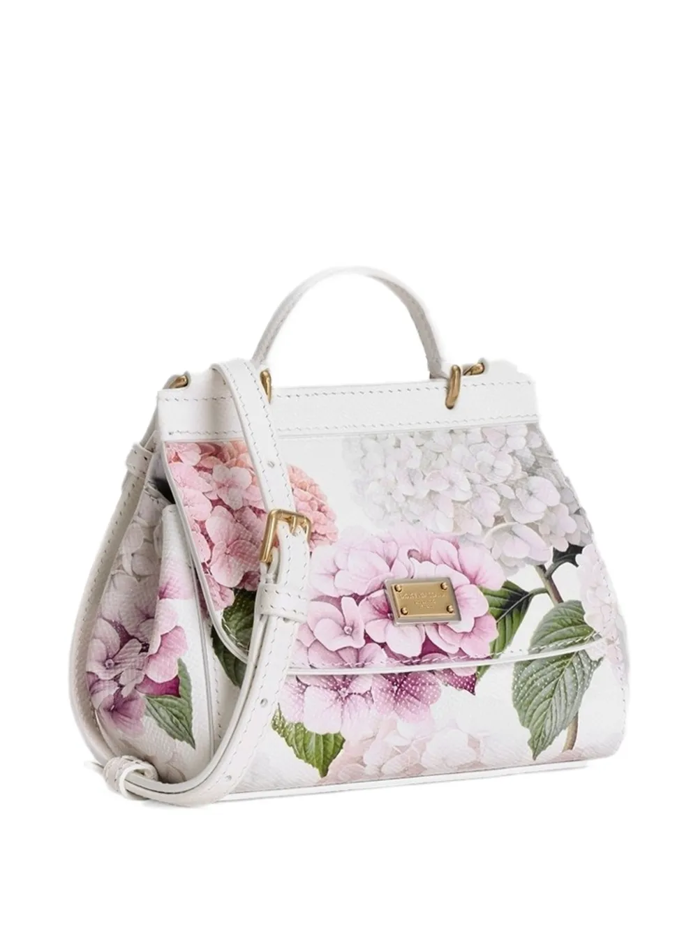 Dolce & Gabbana Kids Dauphine Sicily handtas van kalfsleer met bloemenprint Wit