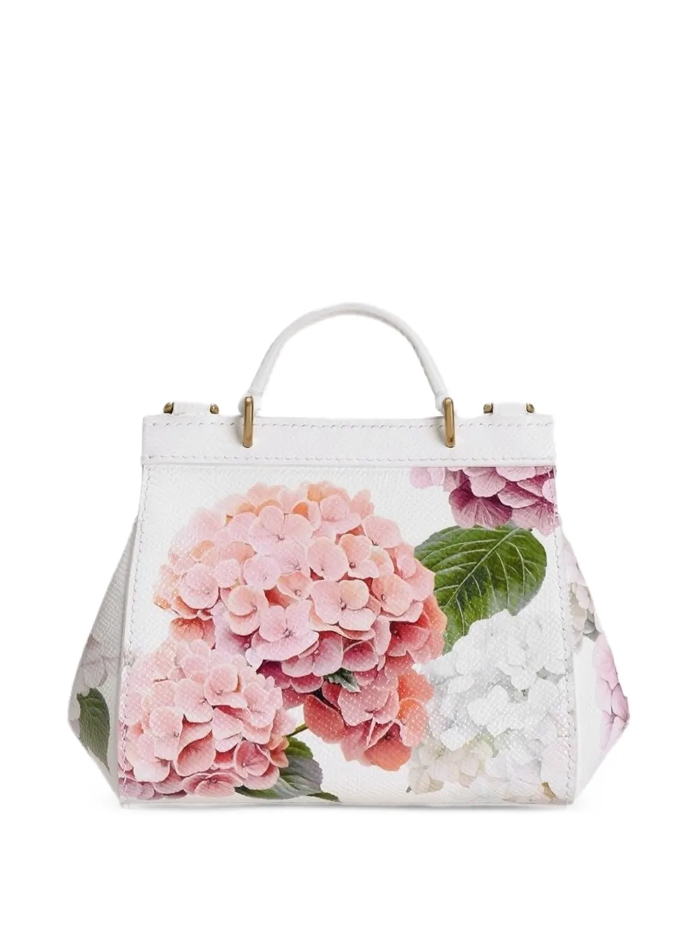 Dolce & Gabbana Kids Dauphine Sicily handtas van kalfsleer met bloemenprint Wit