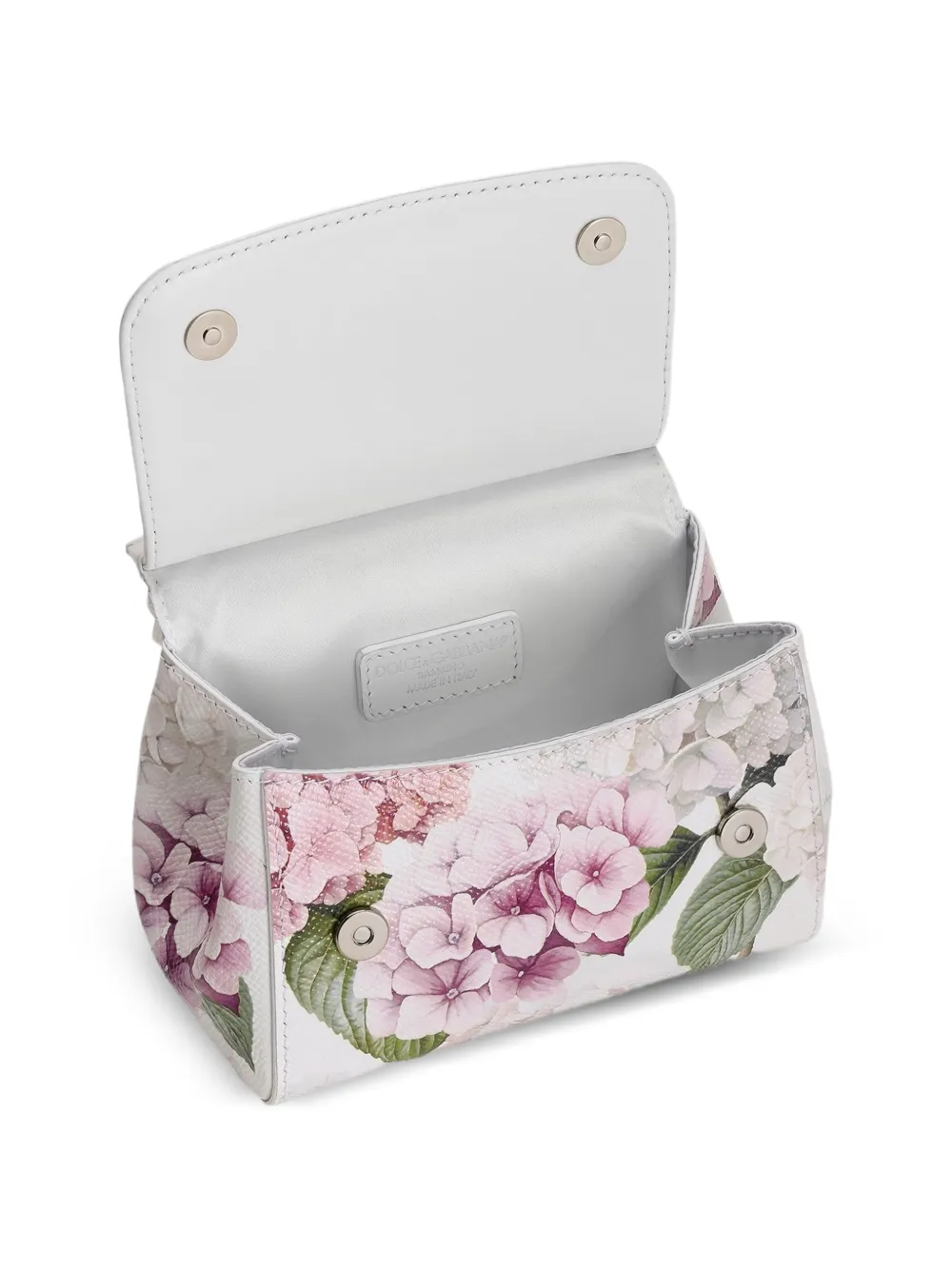Dolce & Gabbana Kids Dauphine Sicily handtas van kalfsleer met bloemenprint Wit