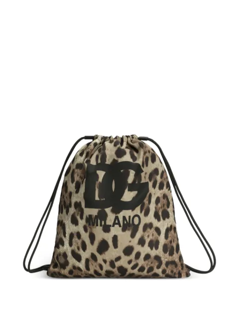Dolce & Gabbana Kids leopard-print logo backpack