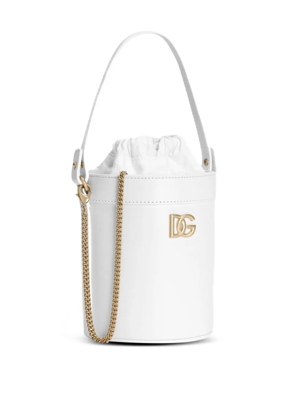  Dolce & Gabbana Kids Drawstring Logo Bucket Bag - White 