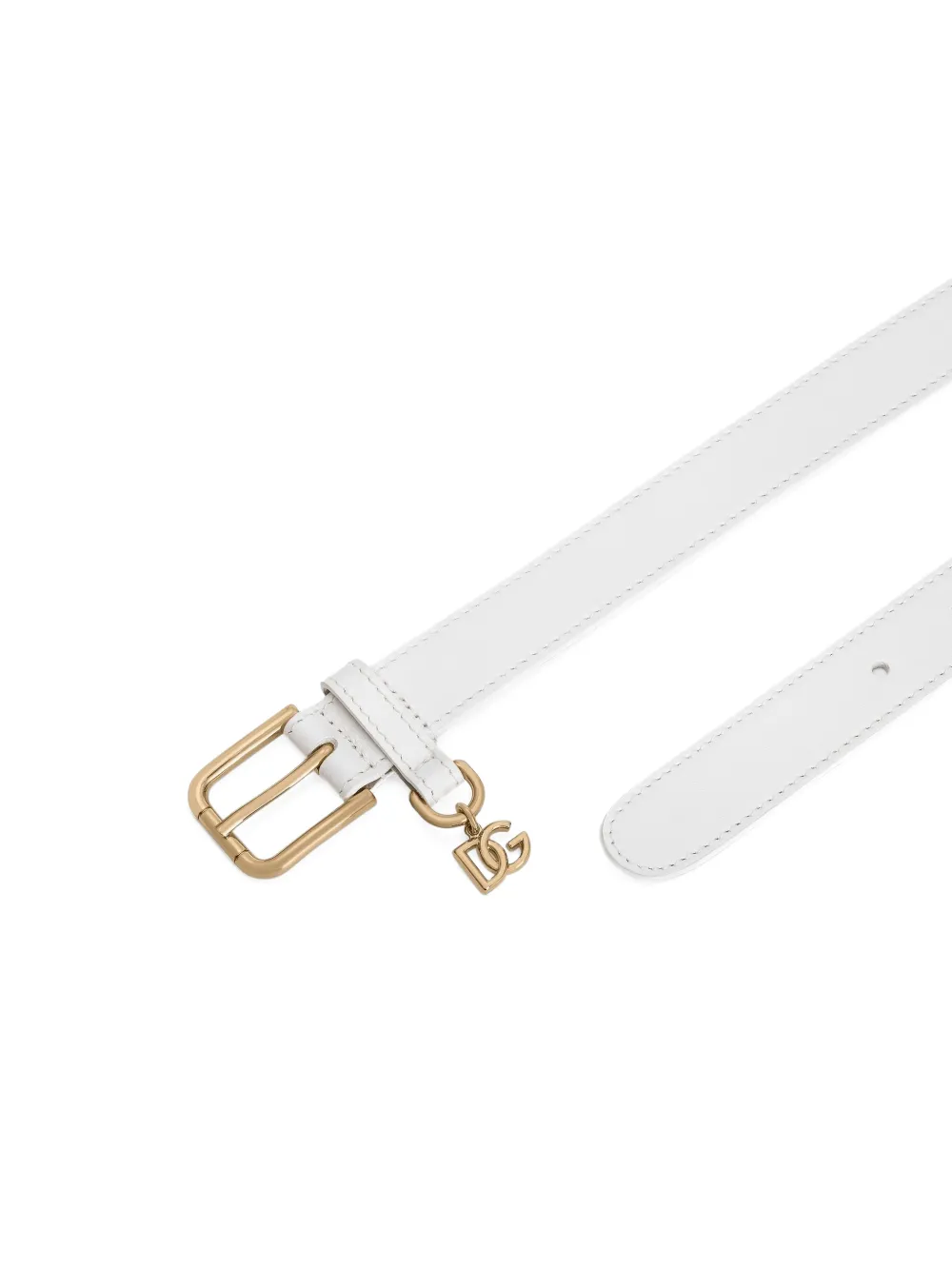  Dolce & Gabbana Kids Buckle Charm Belt - White 