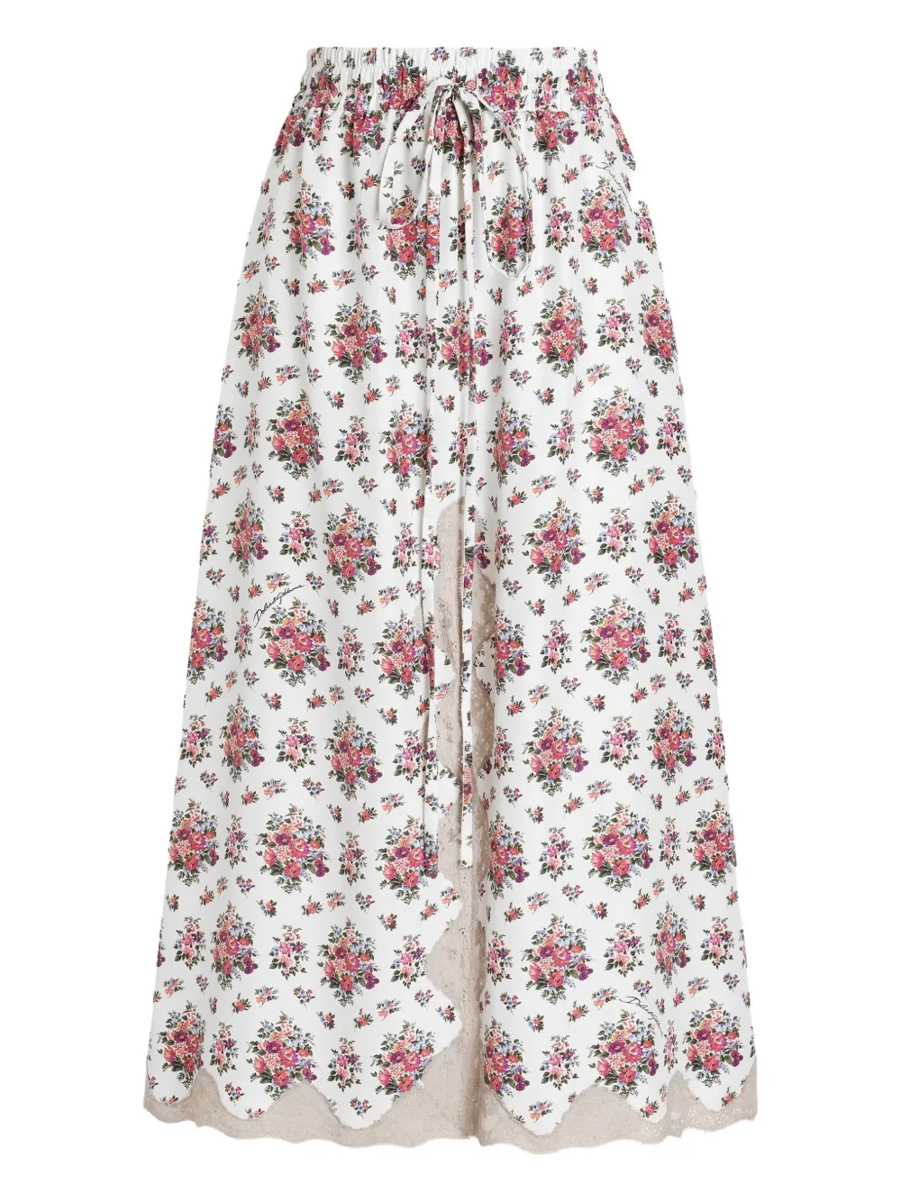 Dolce & Gabbana Spitzenrock mit Blumenmuster - Weiß