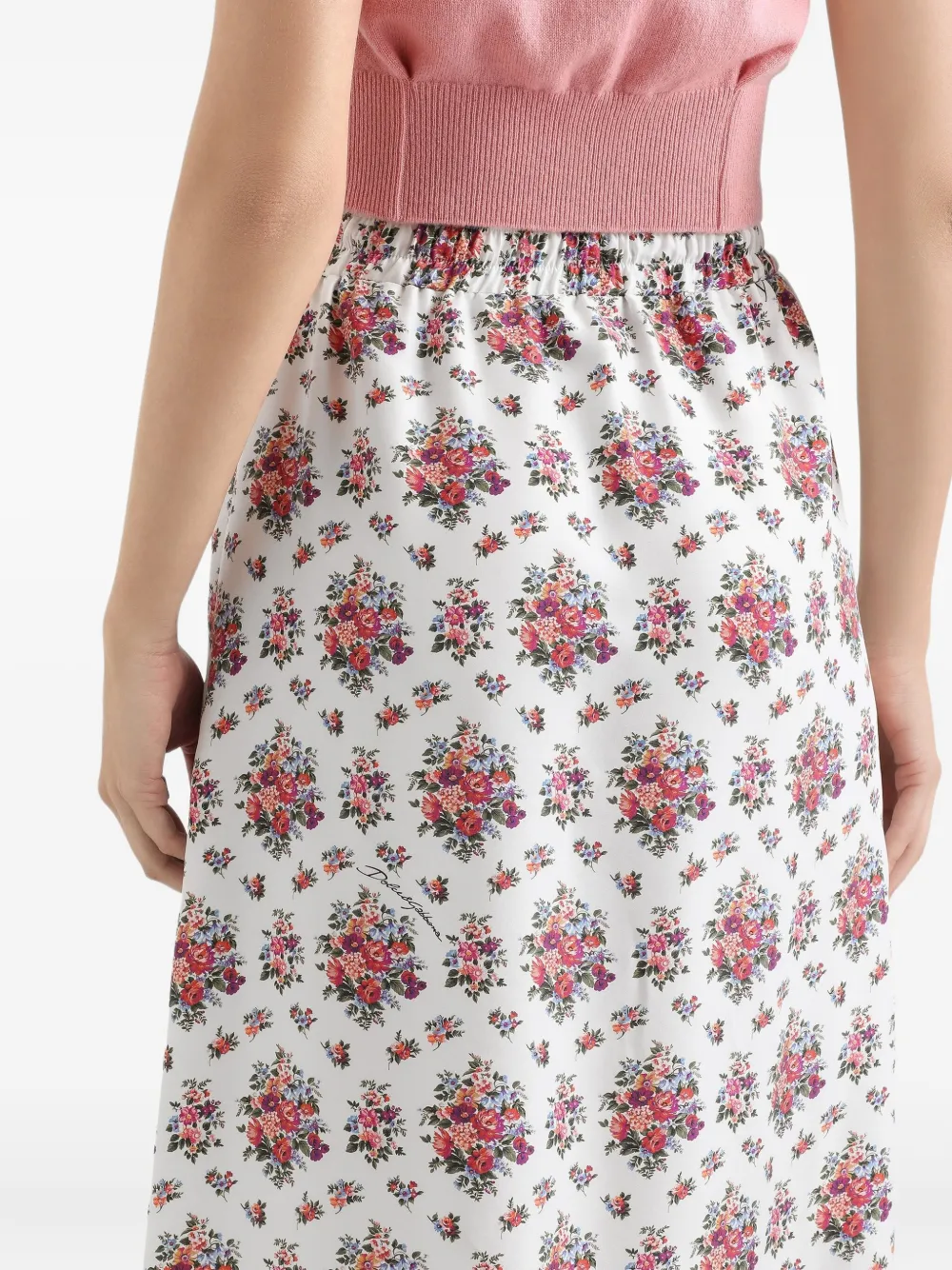 Dolce & Gabbana Midi-rok met bloemenkant Wit