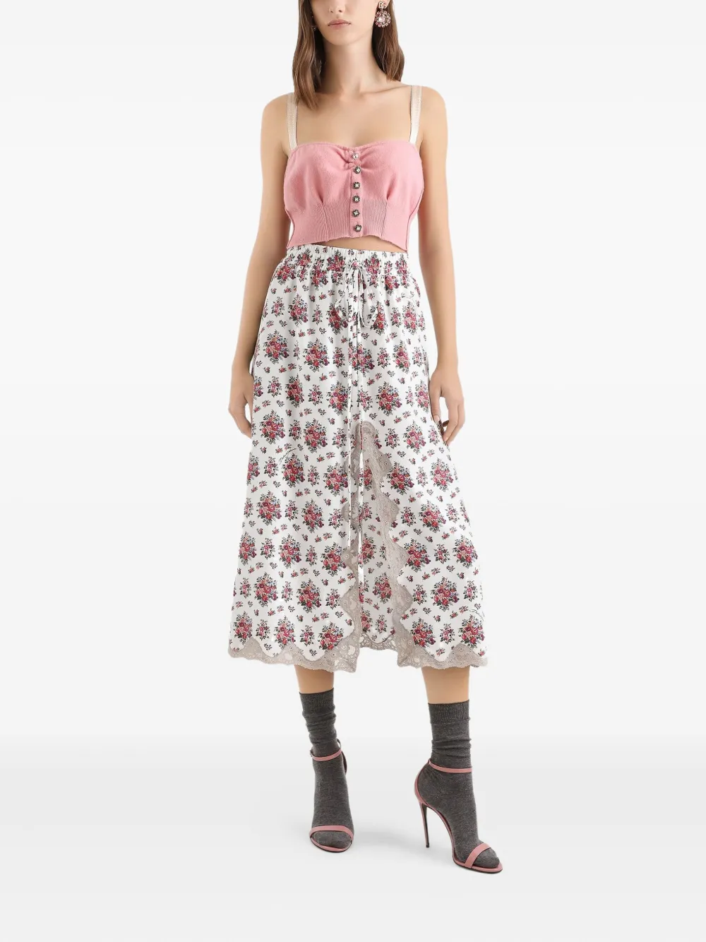 Dolce & Gabbana Rok met bloemenkant - Wit