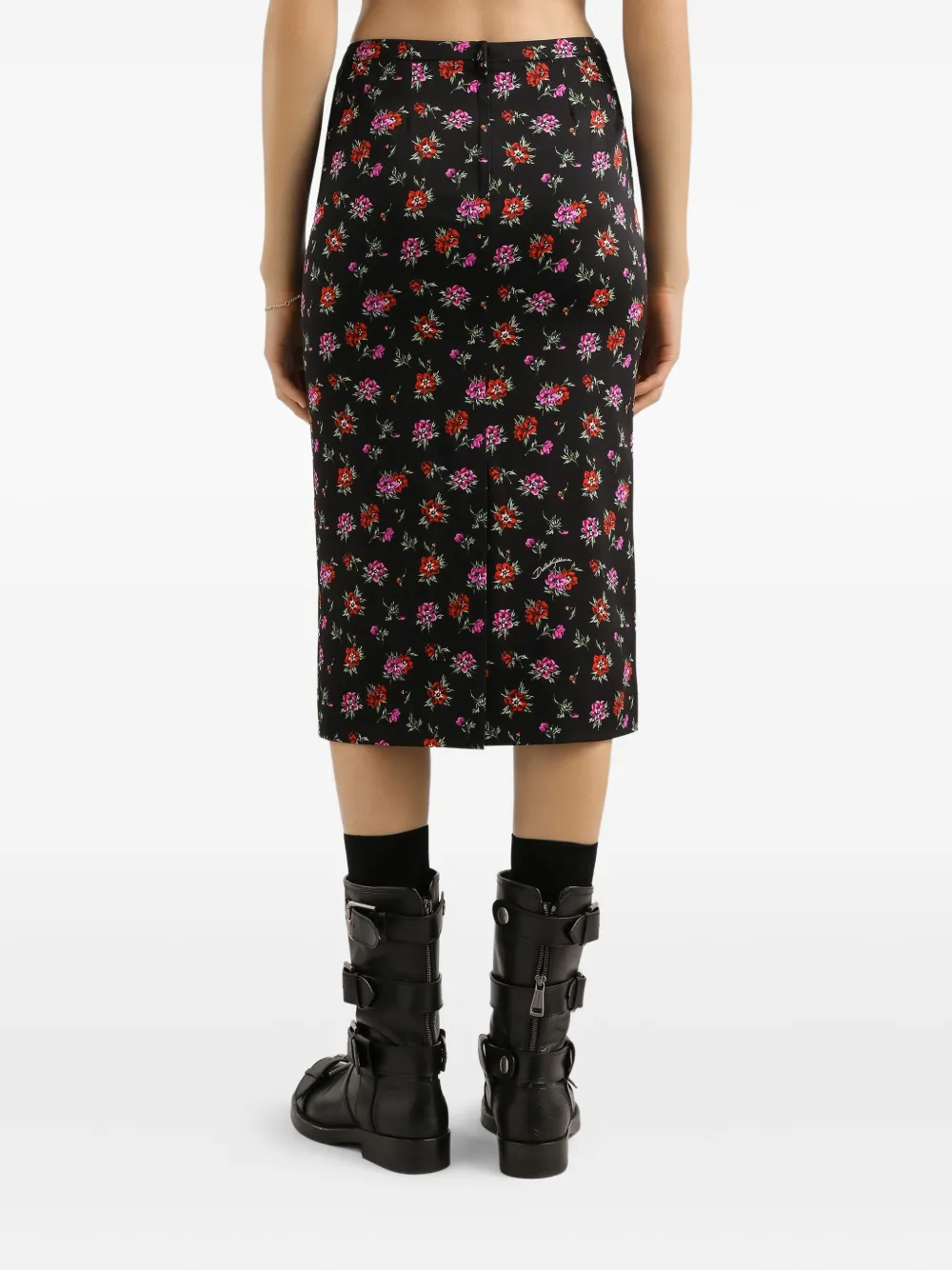 Dolce & Gabbana Midi-rok met bloemenprint Zwart