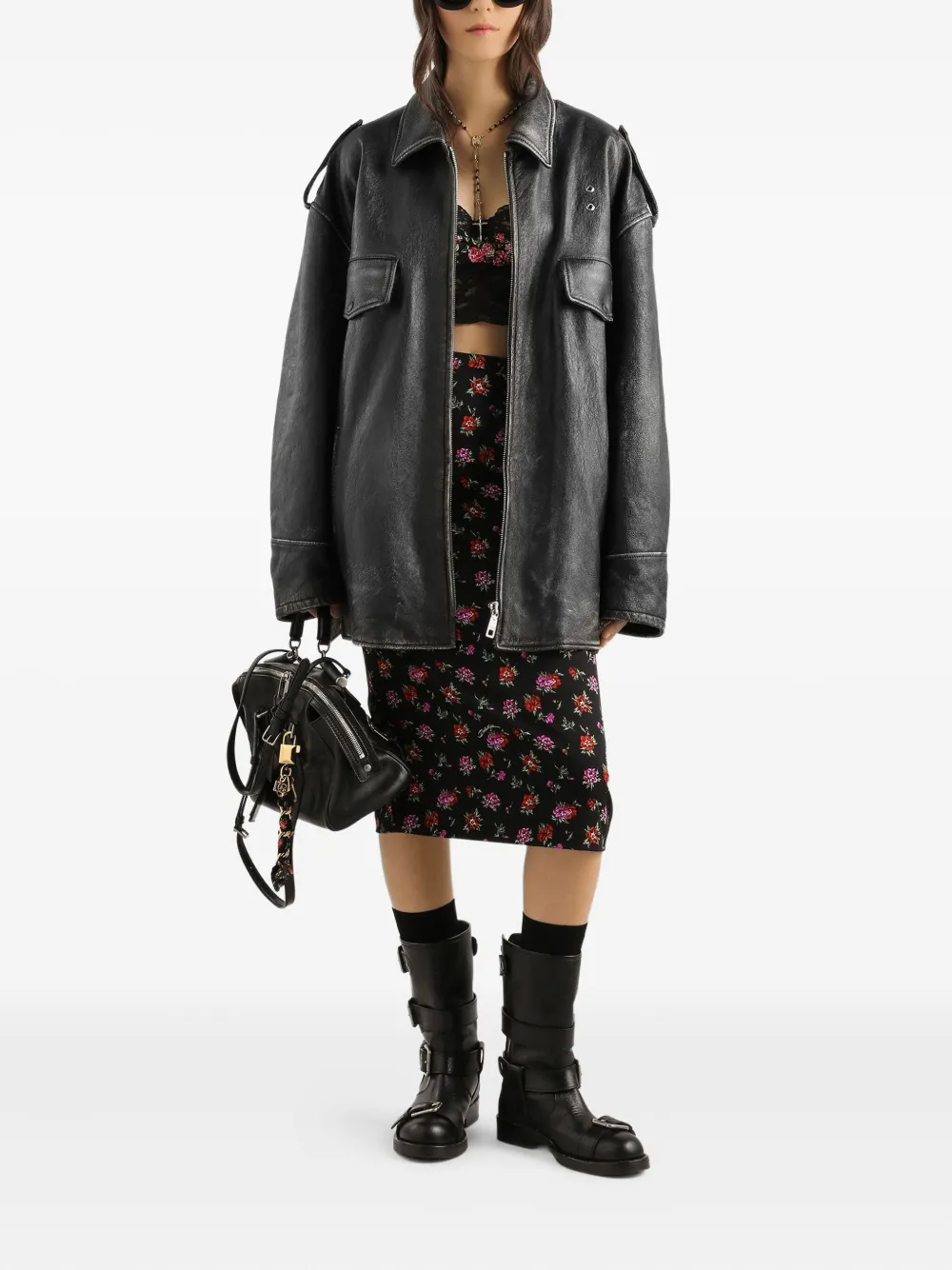 Dolce & Gabbana Midi-rok met bloemenprint - Zwart