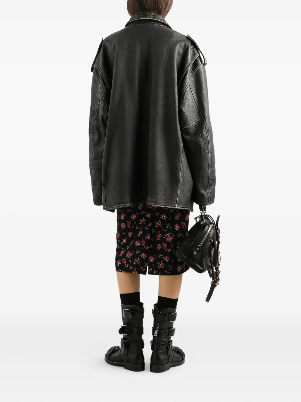  Dolce & Gabbana Floral Midi Skirt - Black 