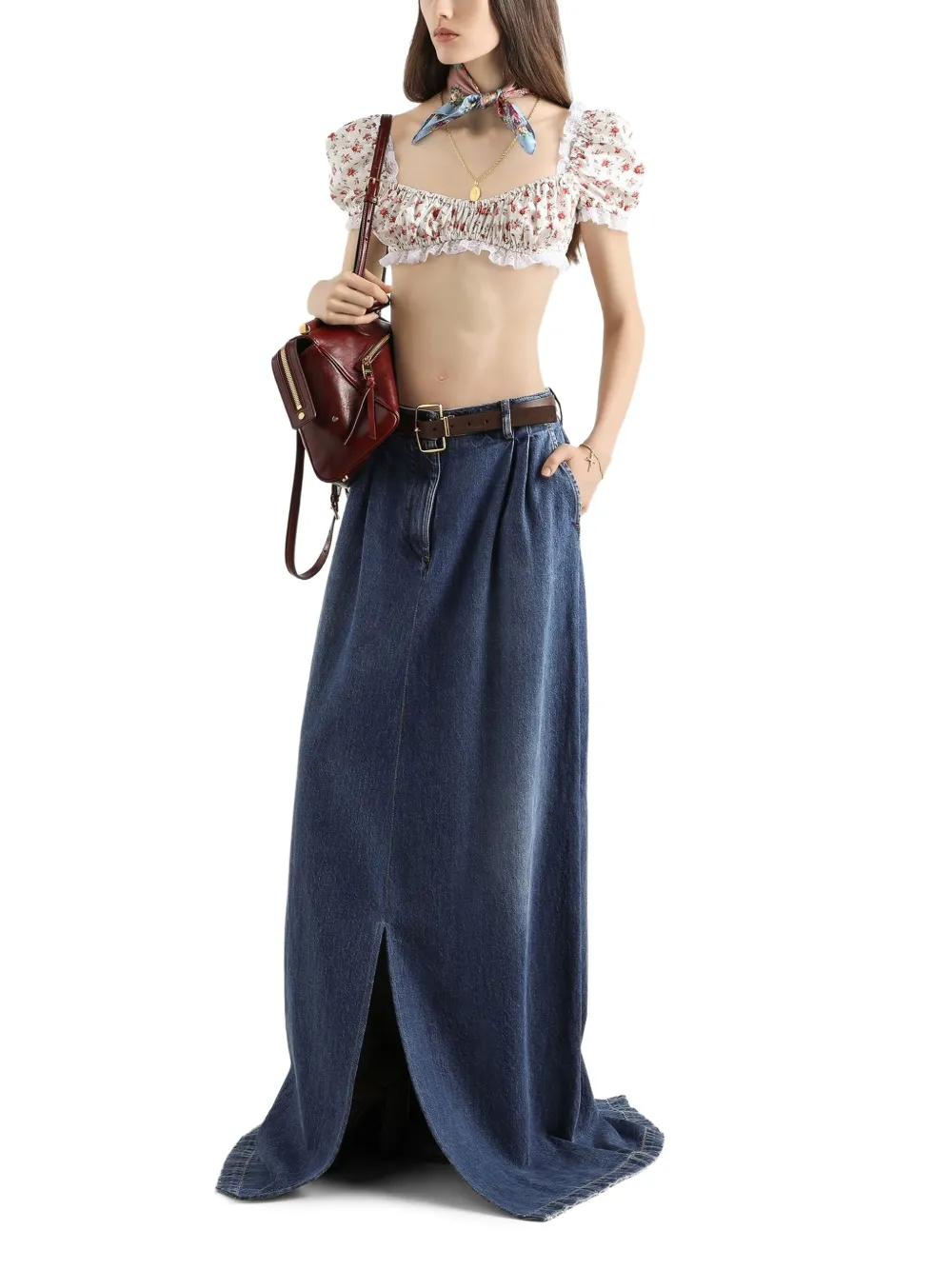 Dolce & Gabbana Maxi plooirok met split - Blauw