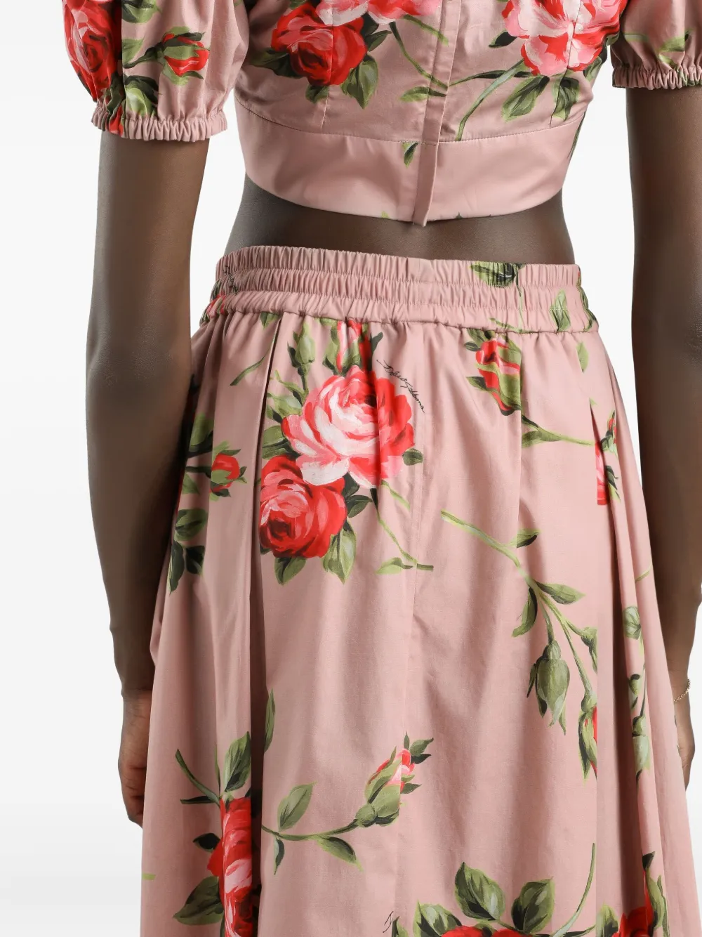 Dolce & Gabbana Rok met trekkoord en bloemenprint Roze